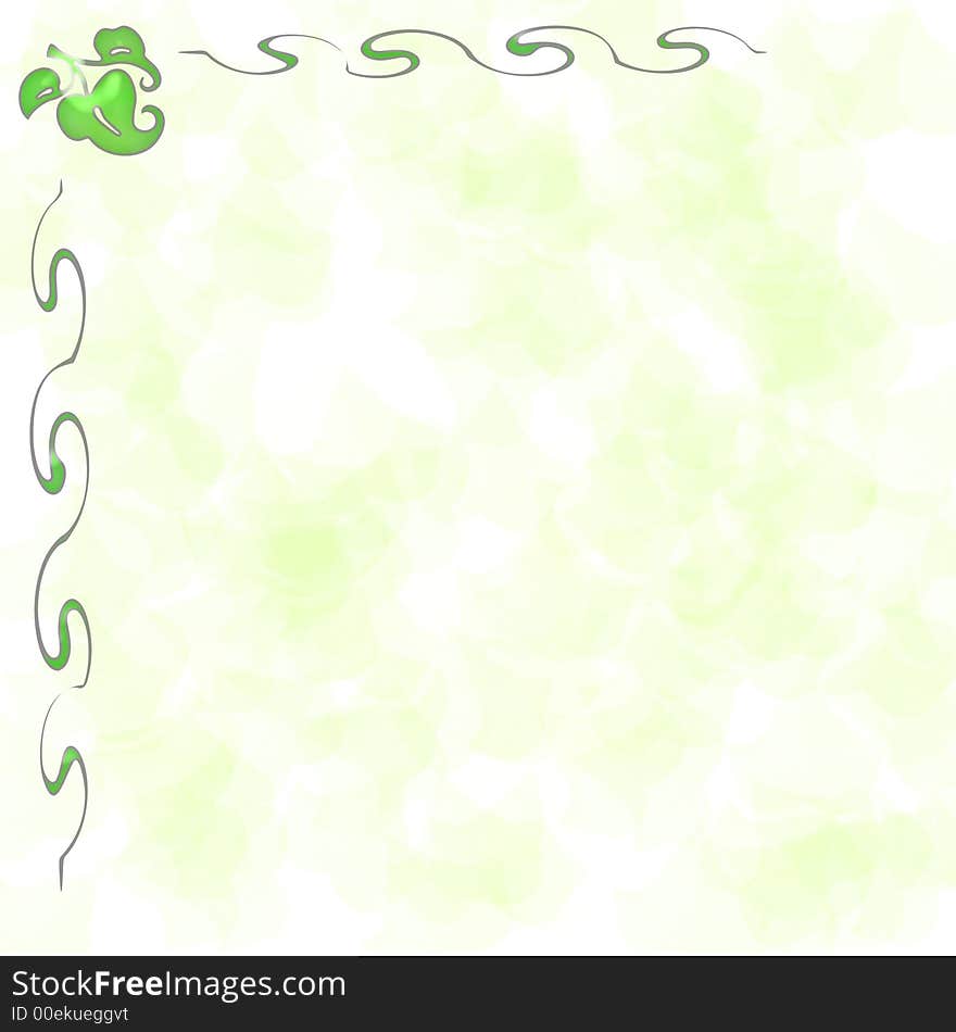 abstract pastel leaves and vines border on white background. abstract pastel leaves and vines border on white background