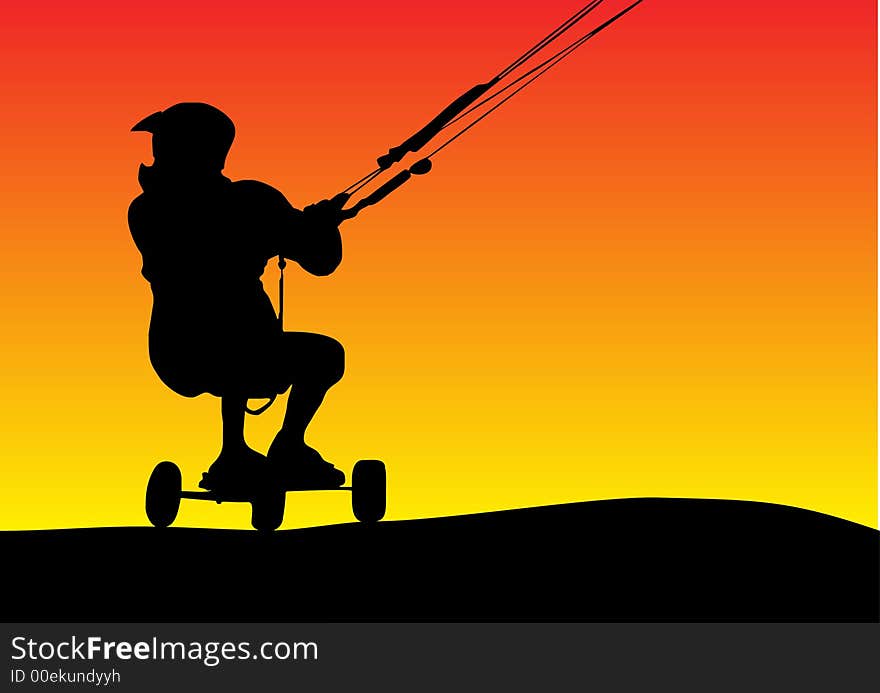 Illustration of a silhouette sunset Buggying