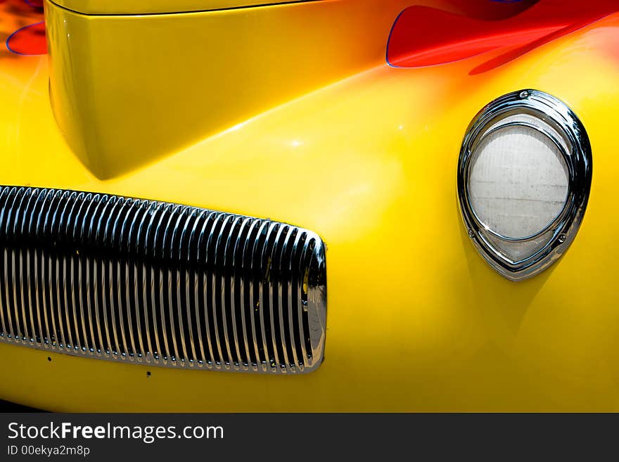 Close Up on left headlight of a  car. Close Up on left headlight of a  car