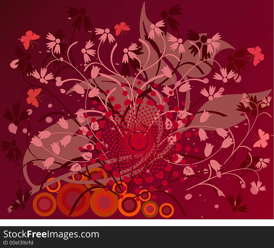 Floral Background  with butterflies - vector. Floral Background  with butterflies - vector