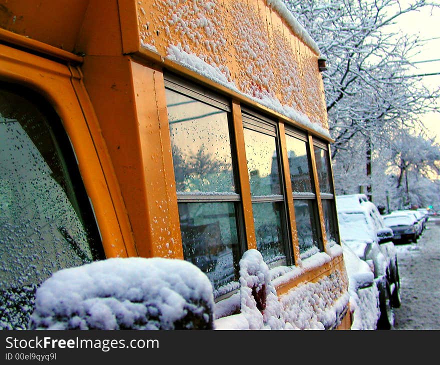 School Bus In Winter