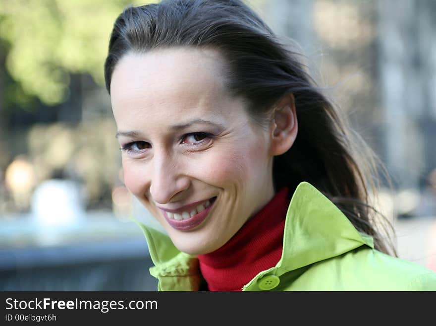 Girl smiling on the street. Girl smiling on the street