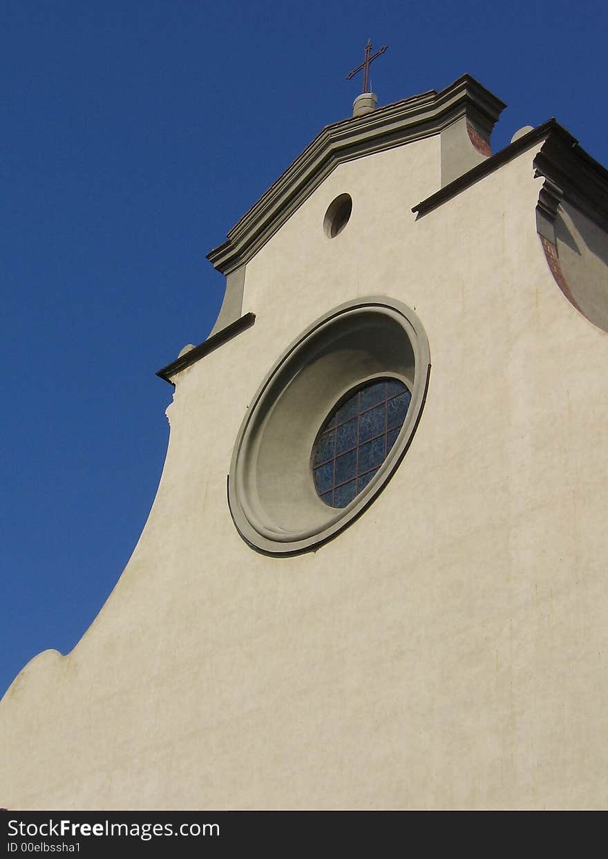 A perspective view of the facade of Santo Spirito church in Florence, Italy