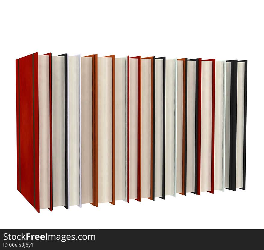 Books on white background