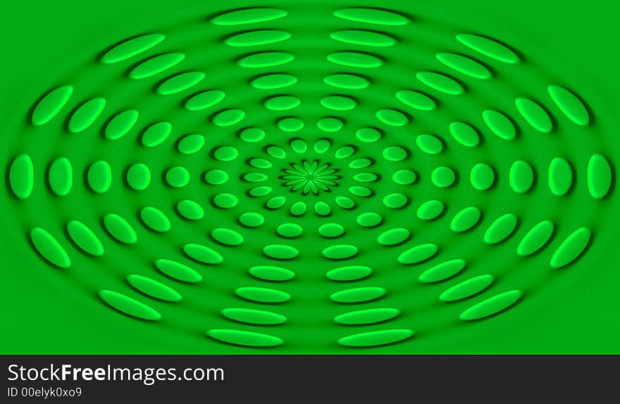 Many green oval convex buttons on a green background.