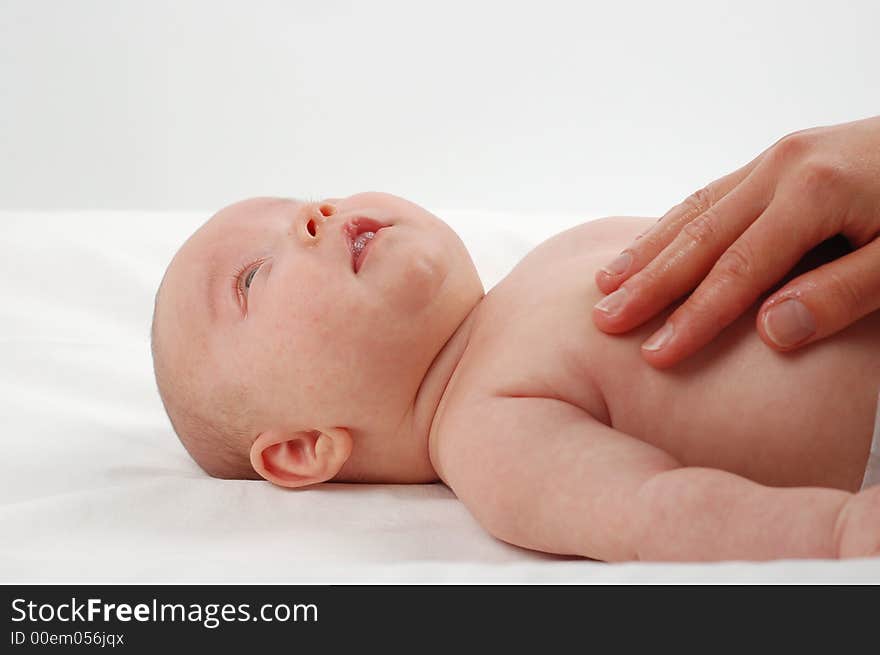 Sweet girl lying on white background. Sweet girl lying on white background