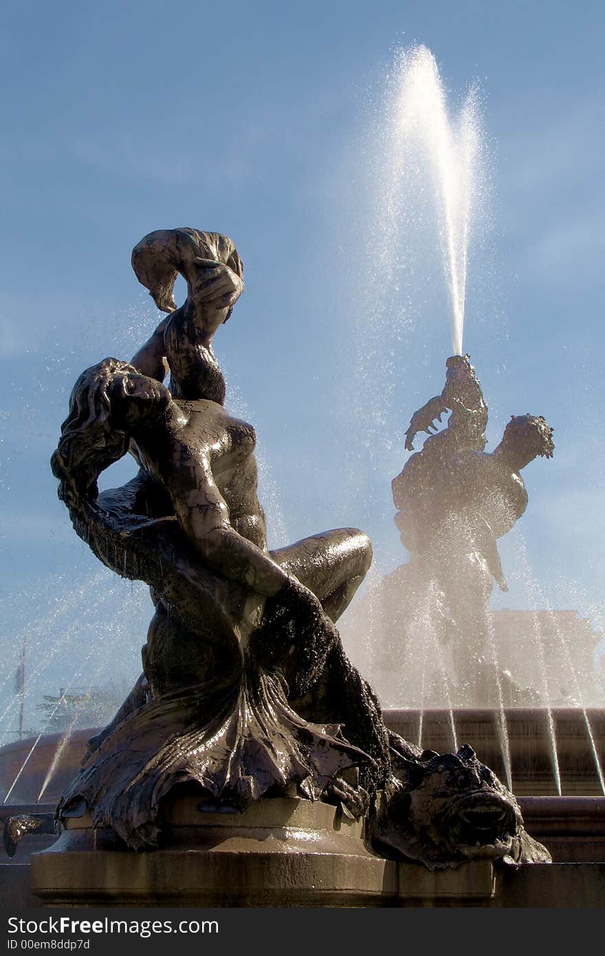 Italy, Rome, a statue from the fountain in the repubblica Square (ex Piazza Esedra). Italy, Rome, a statue from the fountain in the repubblica Square (ex Piazza Esedra)