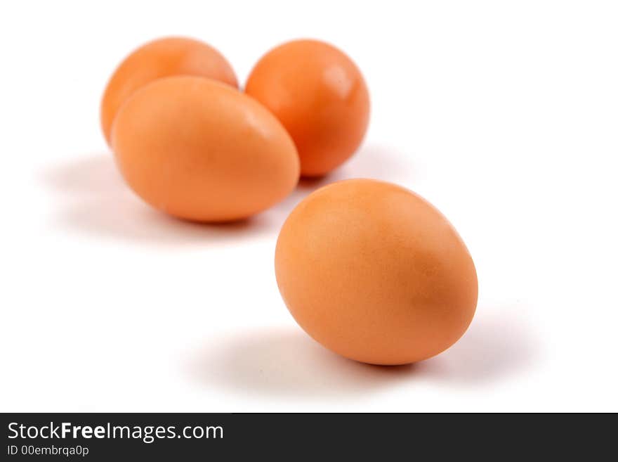 Group of eggs isolated on white background