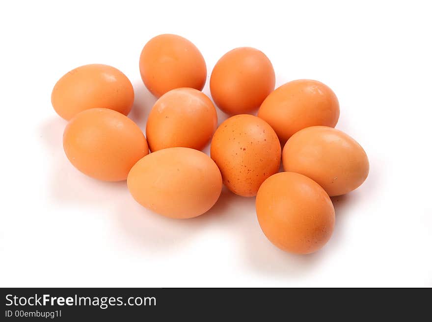 Group of eggs isolated on white background