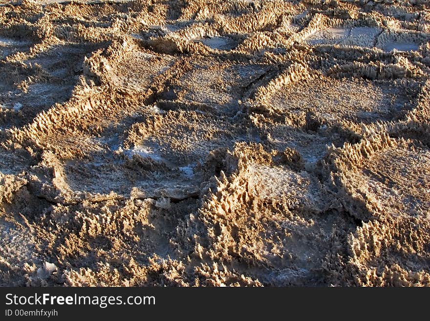 A shallow in the Dead Sea, covered by the evaporated salt. A shallow in the Dead Sea, covered by the evaporated salt