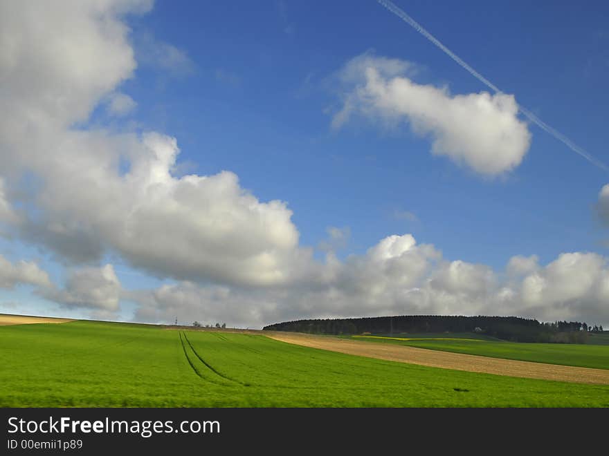 Summer landscape under blue sky. Summer landscape under blue sky