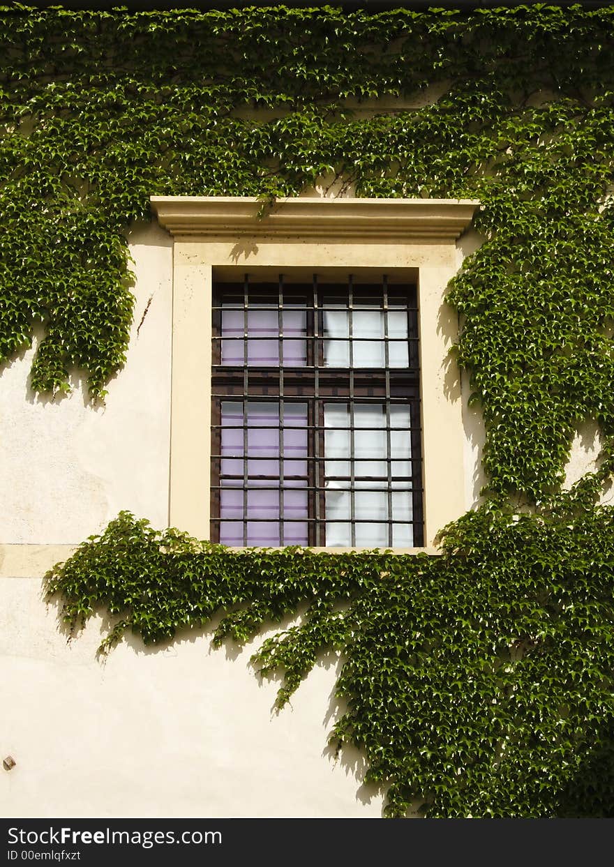 Old style windows on the central european building. Old style windows on the central european building