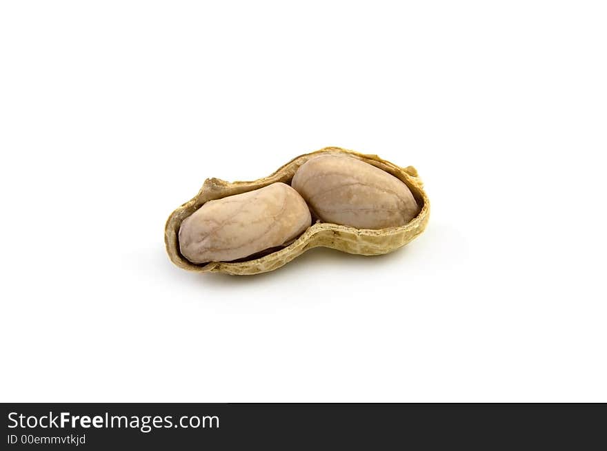 Opened Ground Nut on white background