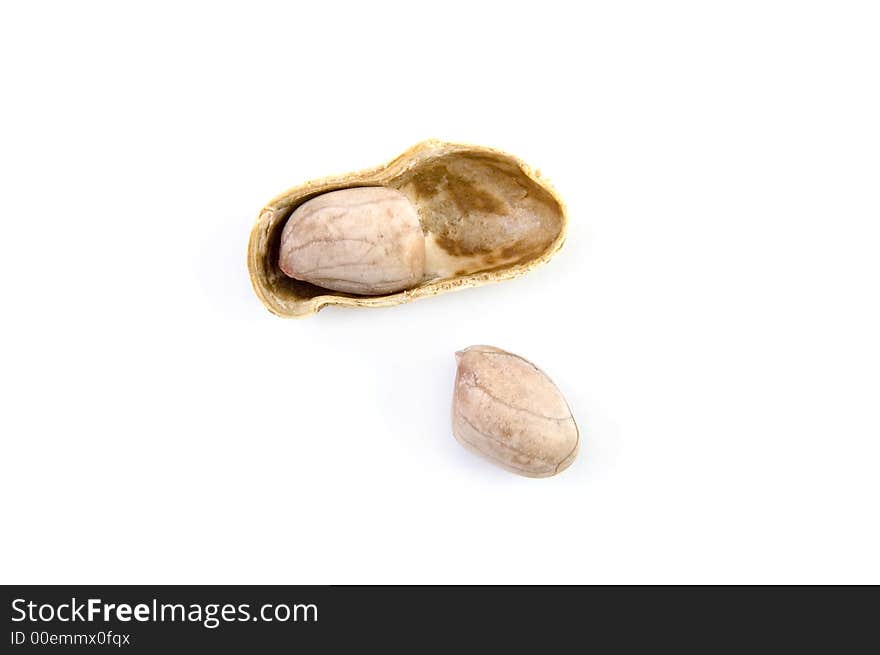 Exposed Ground Nuts on white background