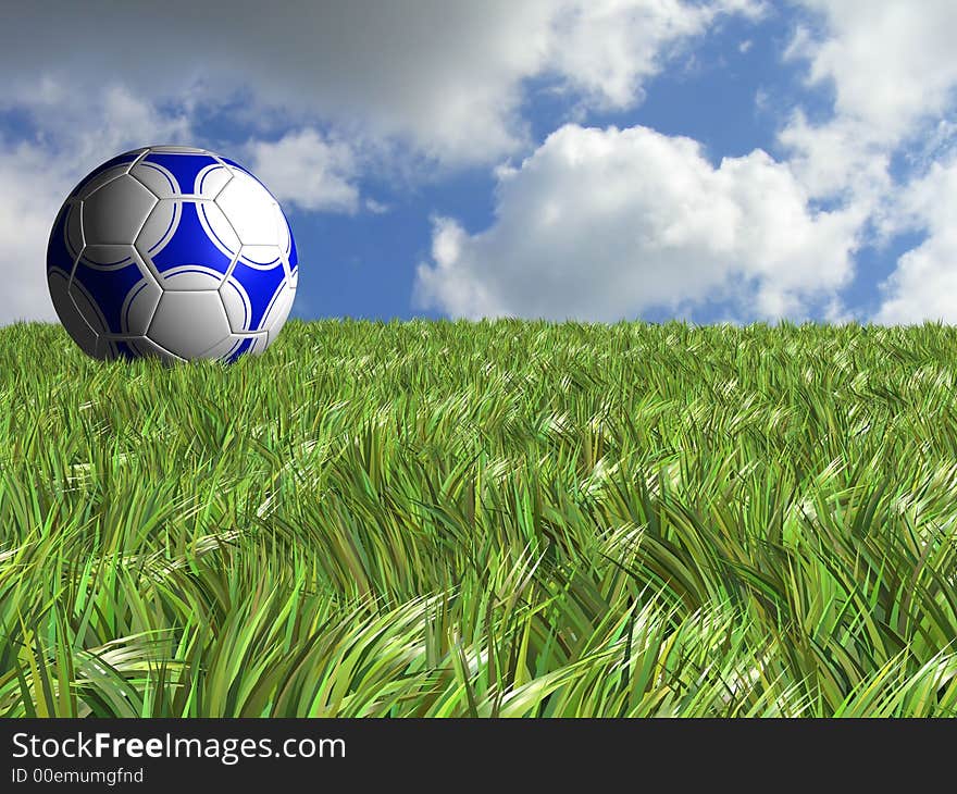 3D soccer / football in field. 3D soccer / football in field