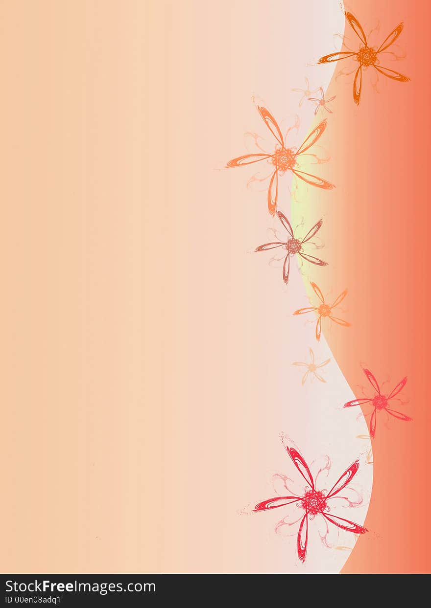 Computer generated illustration of summer background with abstract flowers