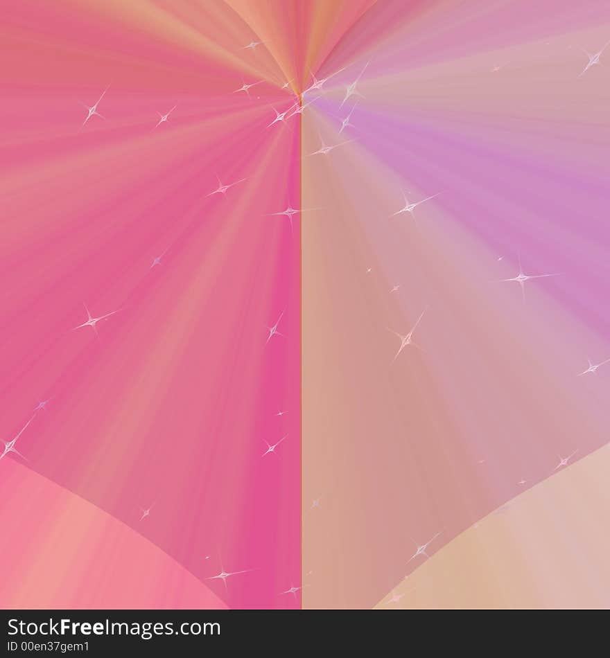 Computer generated illustration of color background with heart-shaped lines