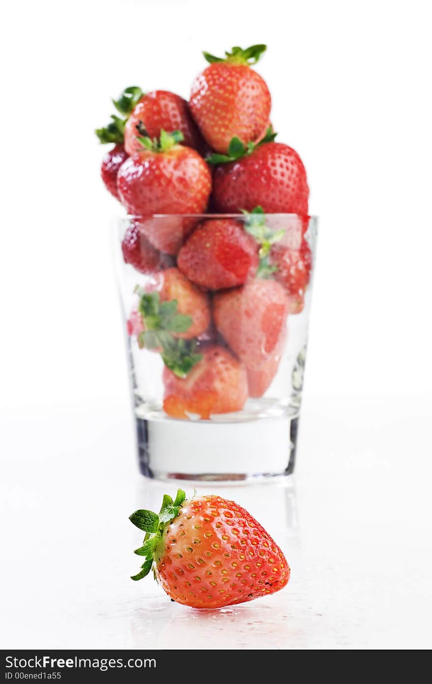 Glass of Strawberries on white