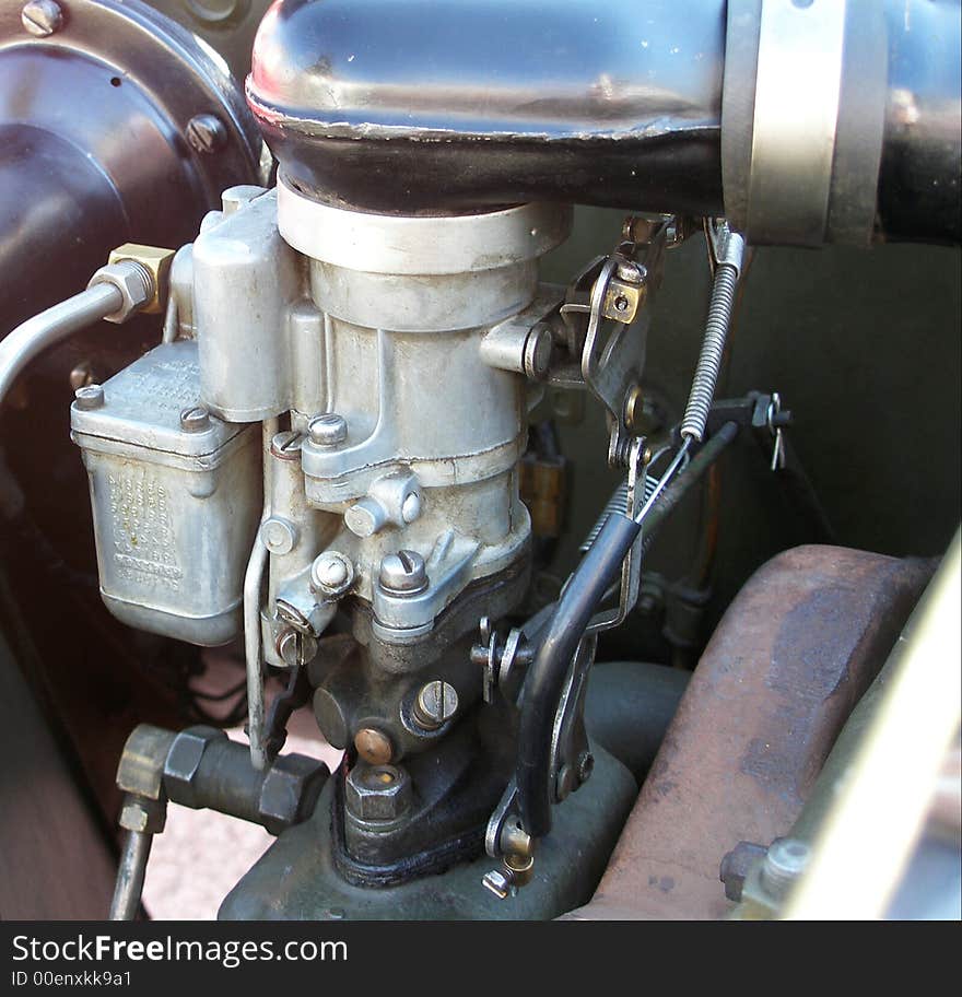 Car carburettor in vintage car