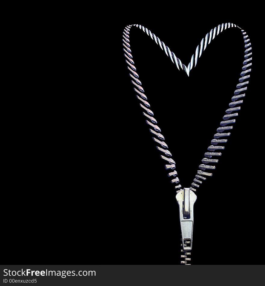 Heart from a zipper on a black background. Heart from a zipper on a black background