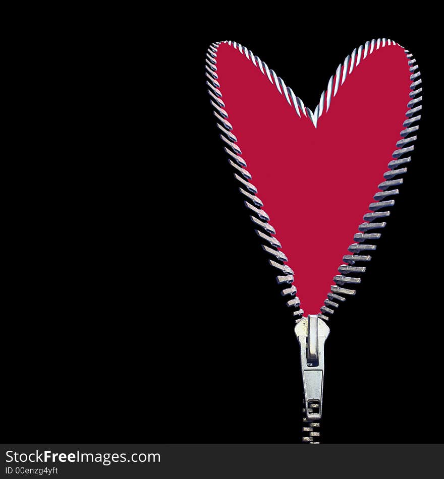 Heart of a red zipper. Heart of a red zipper