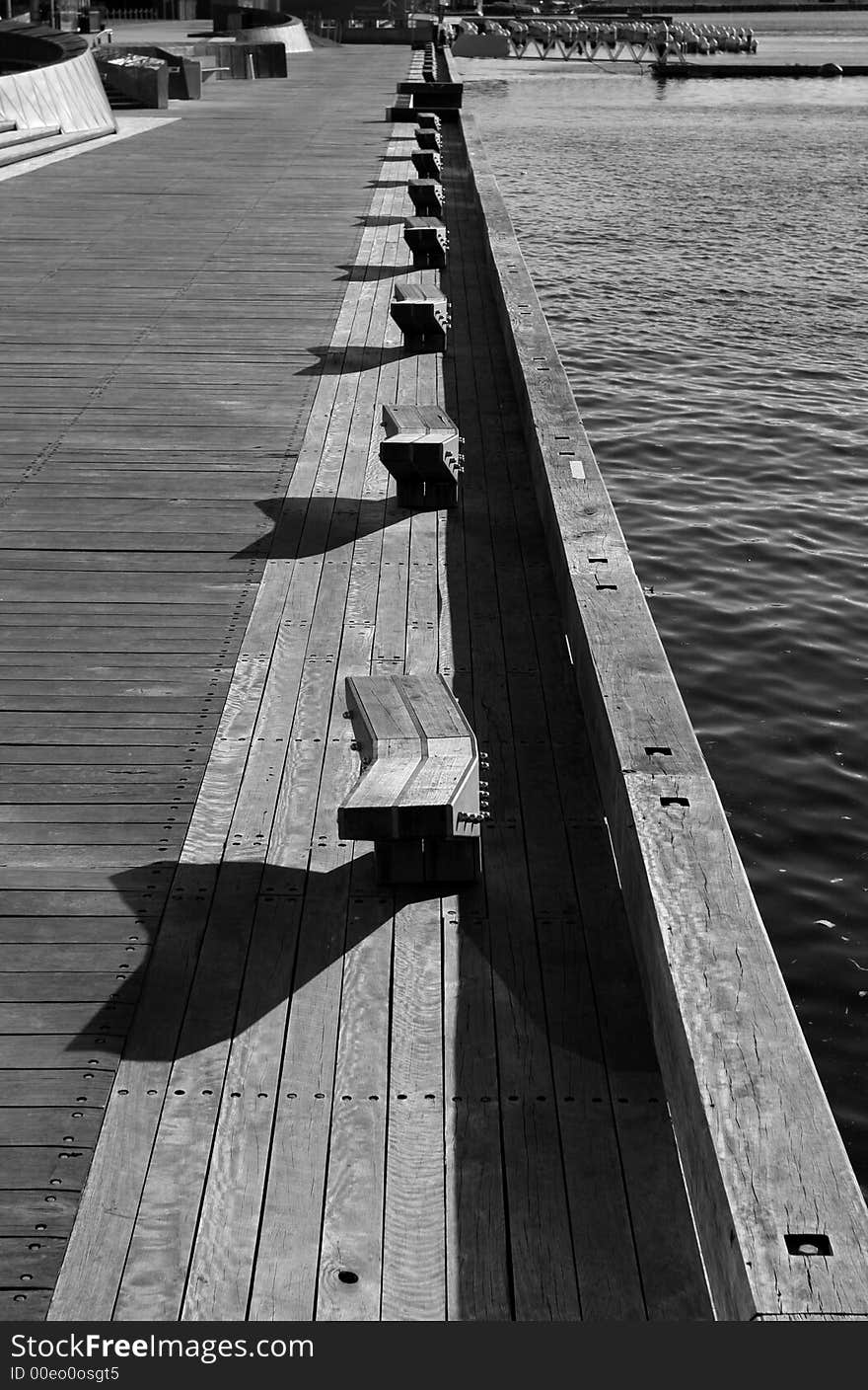 Black and white photo of pier (Docklands, Melbourne, Australia)