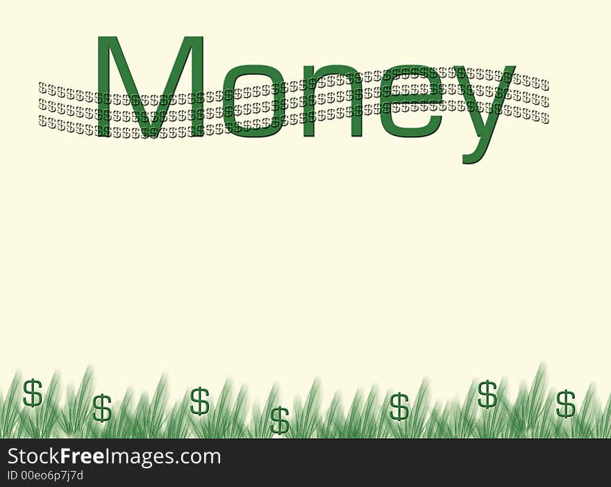 Money and dollar signs abstract growing in grass. Money and dollar signs abstract growing in grass.