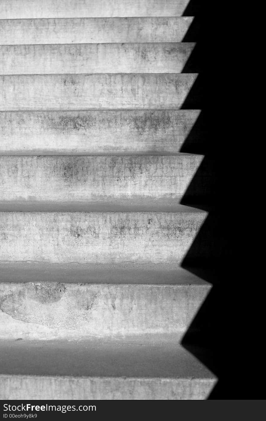 Shadow on the concrete stairs - black and white. Shadow on the concrete stairs - black and white