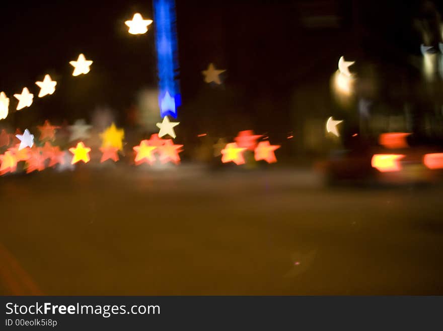 Night photo of a road with cars lights turned to Stars. Confusing, dizzying, abstract. Night photo of a road with cars lights turned to Stars. Confusing, dizzying, abstract.