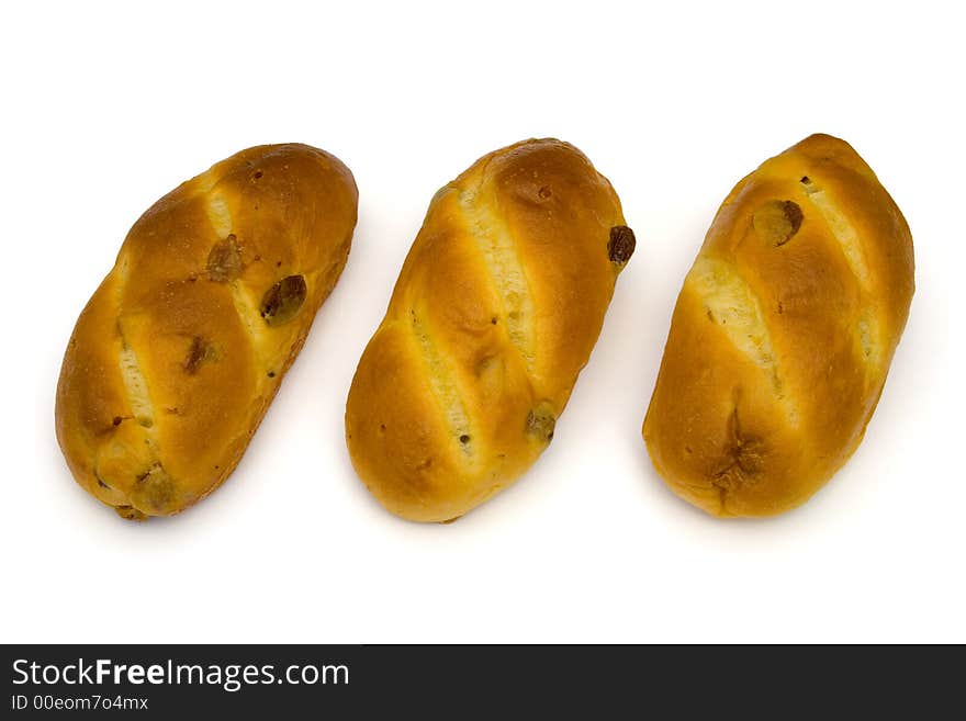 Three loafs, isolated on white background