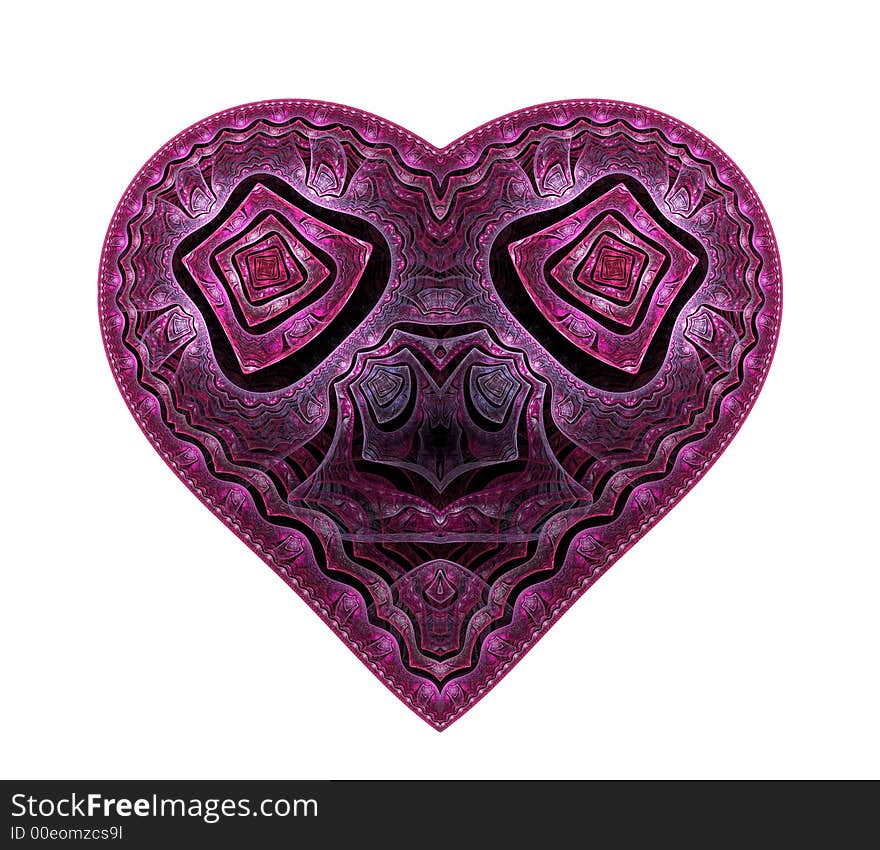 Texturized heart rendering on white