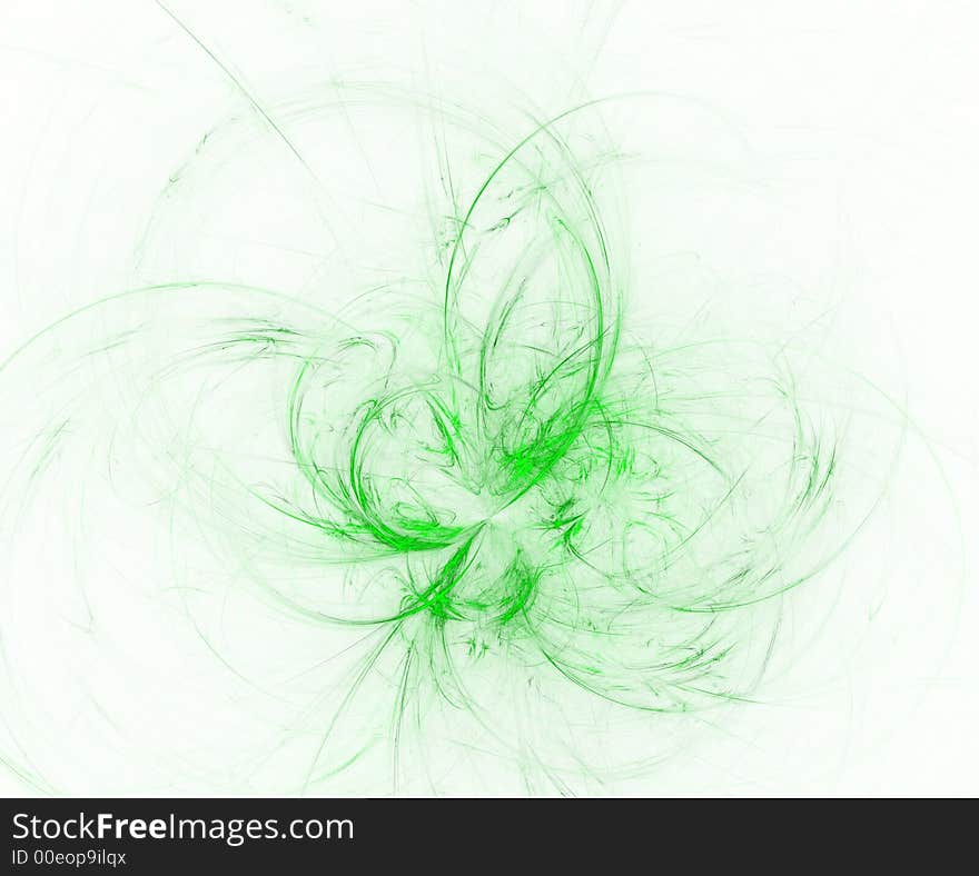 Decorative green fractal swirl over white. Decorative green fractal swirl over white