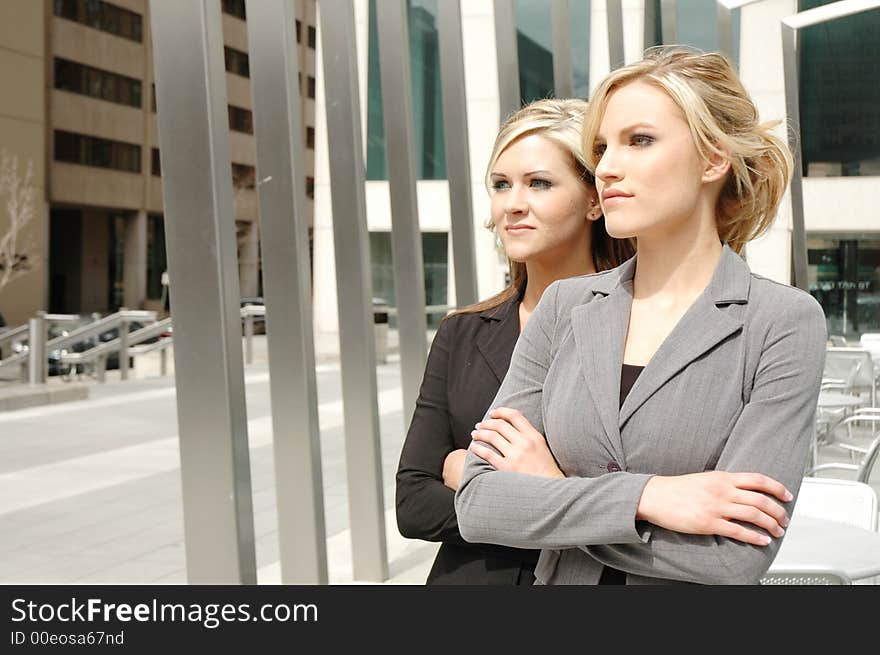 Two business woman team is thinking about the successful future. Two business woman team is thinking about the successful future