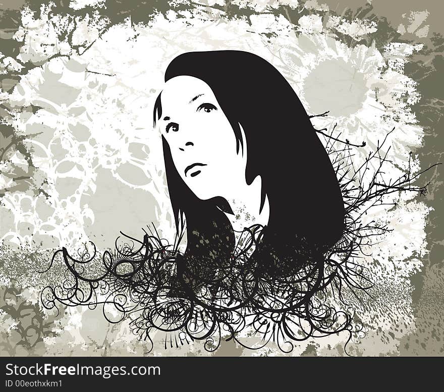 Grunge style abstract of a woman - additional ai and eps format available on request. Grunge style abstract of a woman - additional ai and eps format available on request