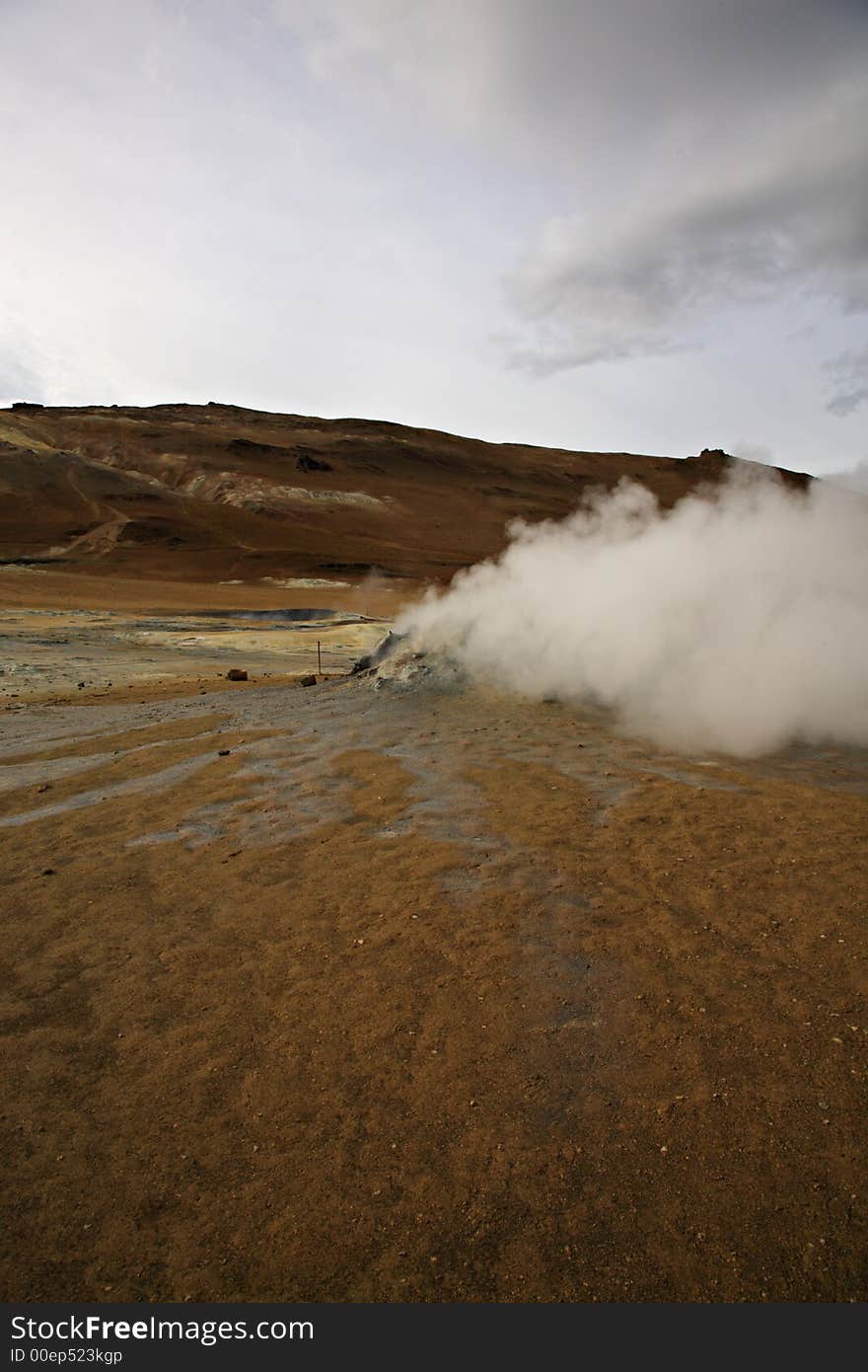 Steaming landscape at Namaskaro Iceland