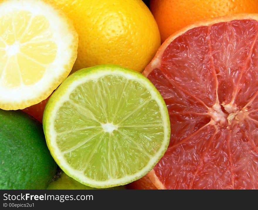 Lime, orange, lemon and grapefruit. Lime, orange, lemon and grapefruit