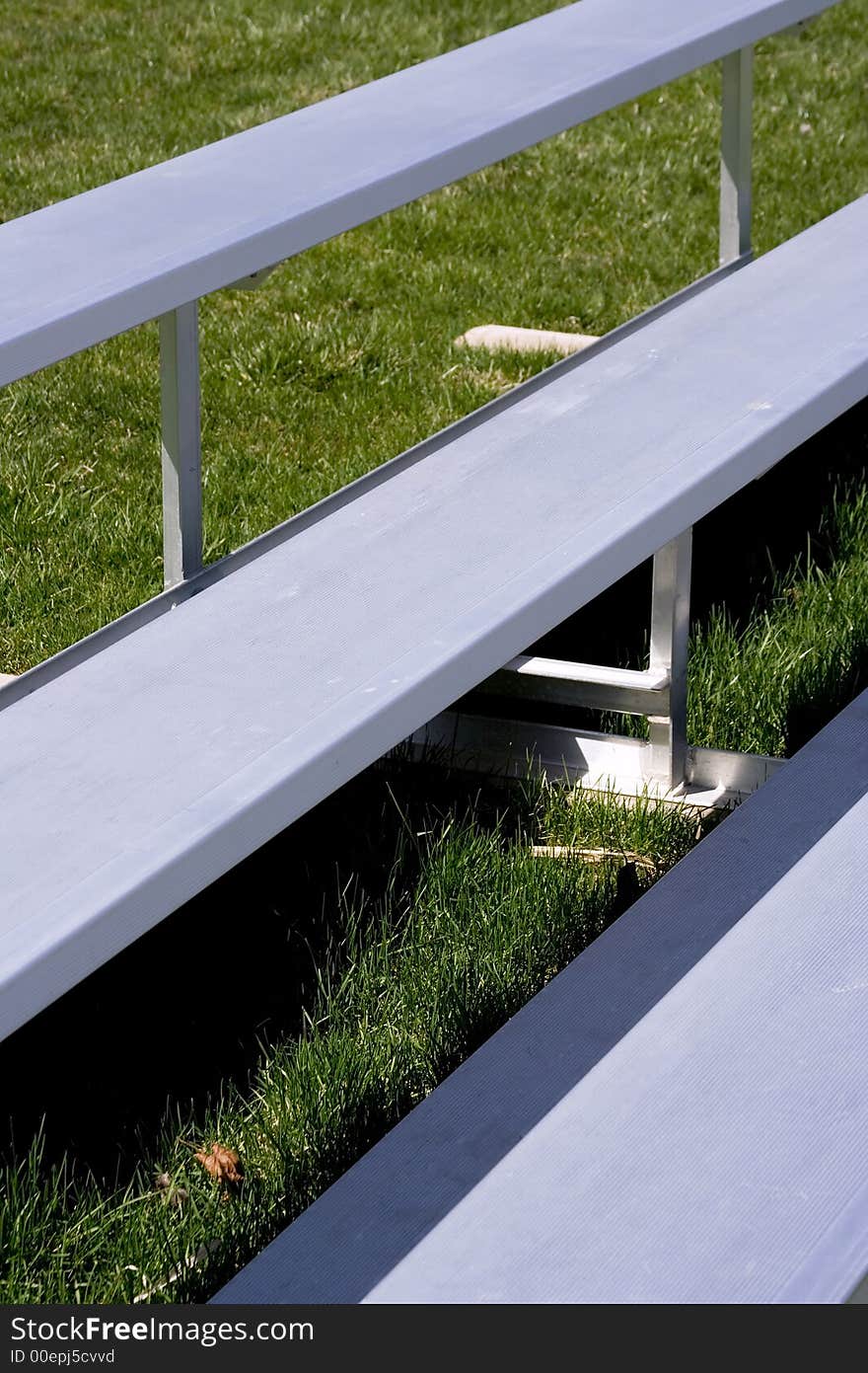 Close up of silver metal sports bleachers. Close up of silver metal sports bleachers