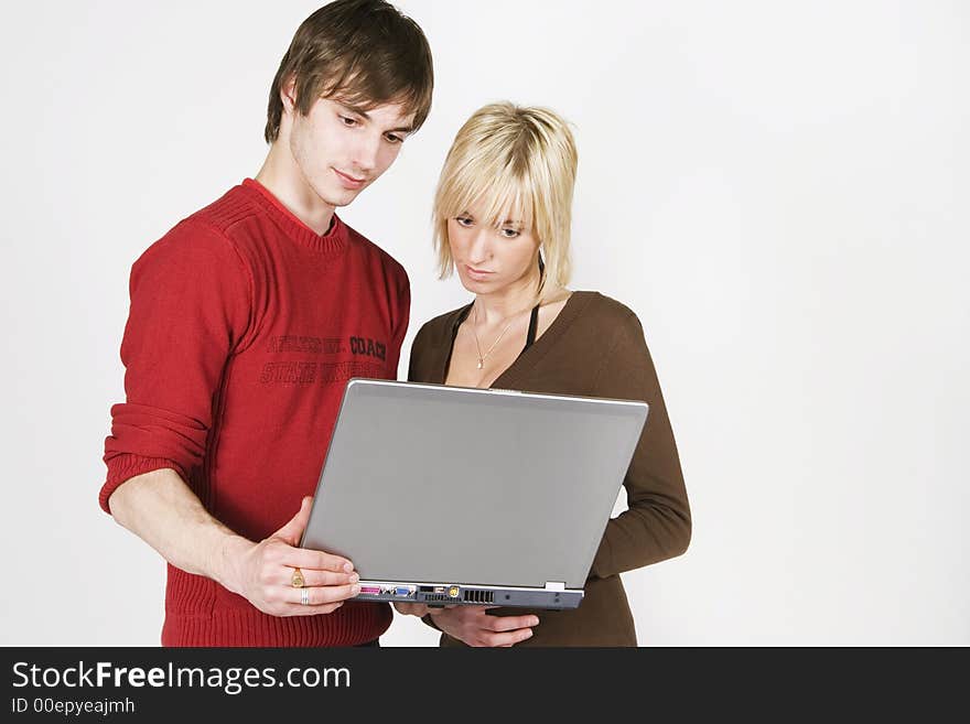 Young couple and notebook