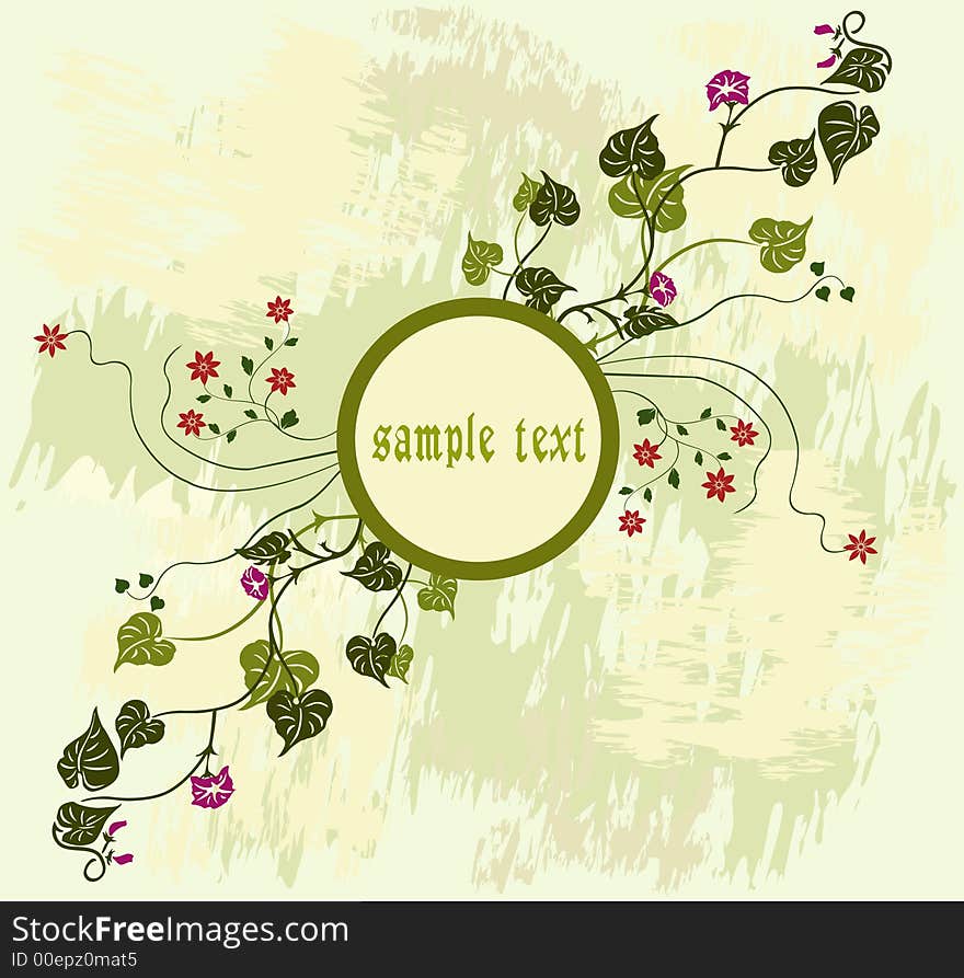 Floral grunge background with frame - vector illustration. Floral grunge background with frame - vector illustration