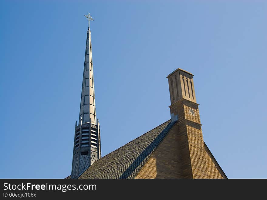 Orthodox church tower on a blue summer sky