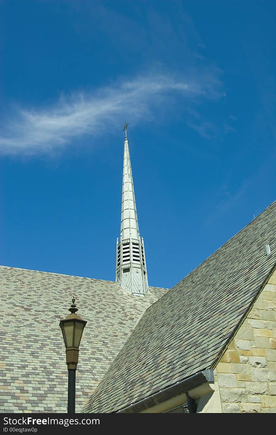 Orthodox church tower on a blue summer sky