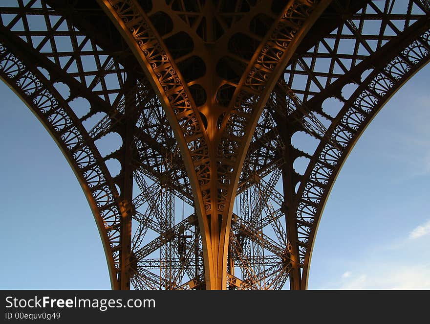 Ornate metalwork, part of the Eiffel Tower, Paris. Ornate metalwork, part of the Eiffel Tower, Paris