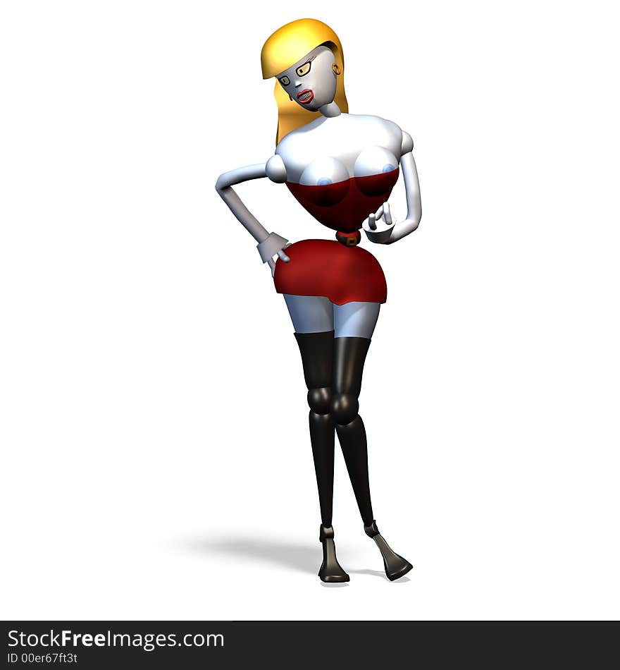 Female robot, that stands there and waits for the user,. Female robot, that stands there and waits for the user,