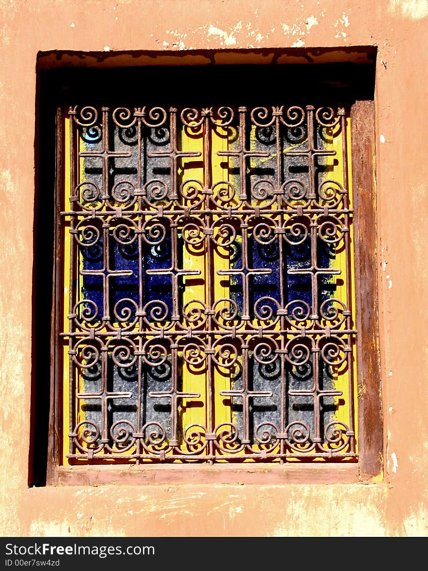 A window in a clay building in Morocco. A window in a clay building in Morocco.