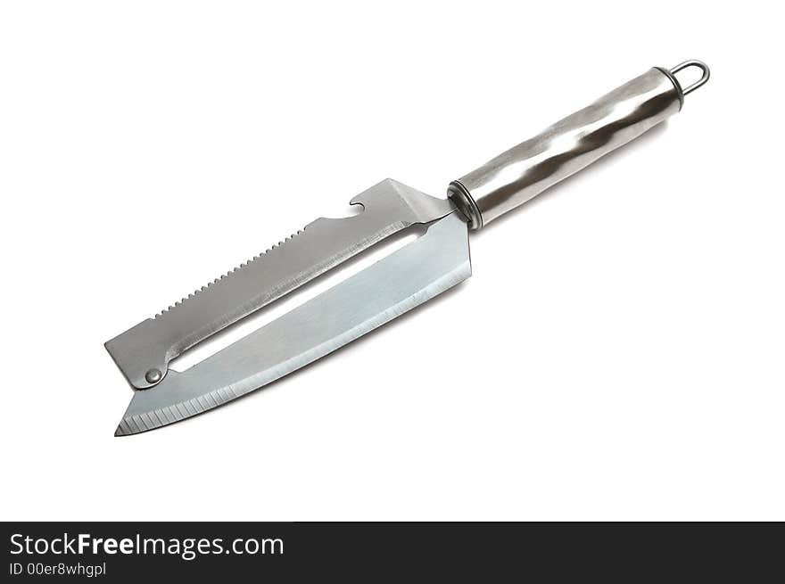 Knife for are sharp meat and cheese on a white background