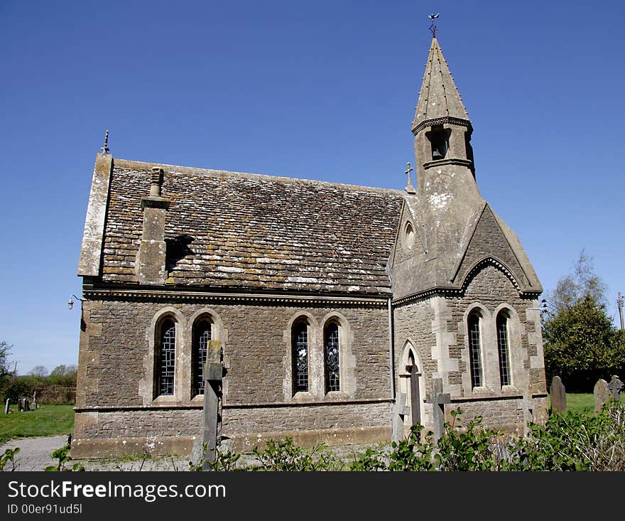 Medieval English Village Church and Cemetery. Medieval English Village Church and Cemetery