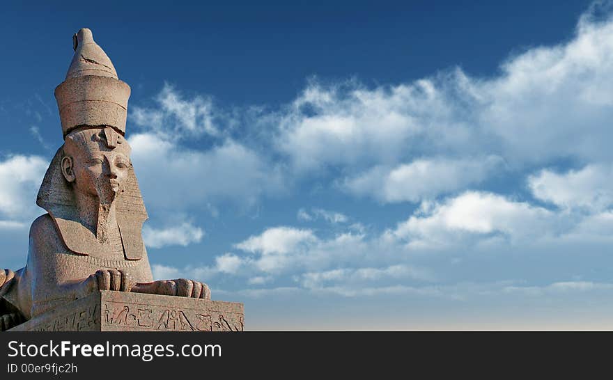 Antique Egyptian sphynx on quay of the river. Saint-Petersburg, Russia. Antique Egyptian sphynx on quay of the river. Saint-Petersburg, Russia