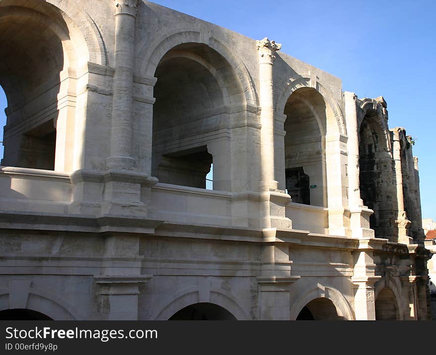 Arles amphitheatre architecture detail, France