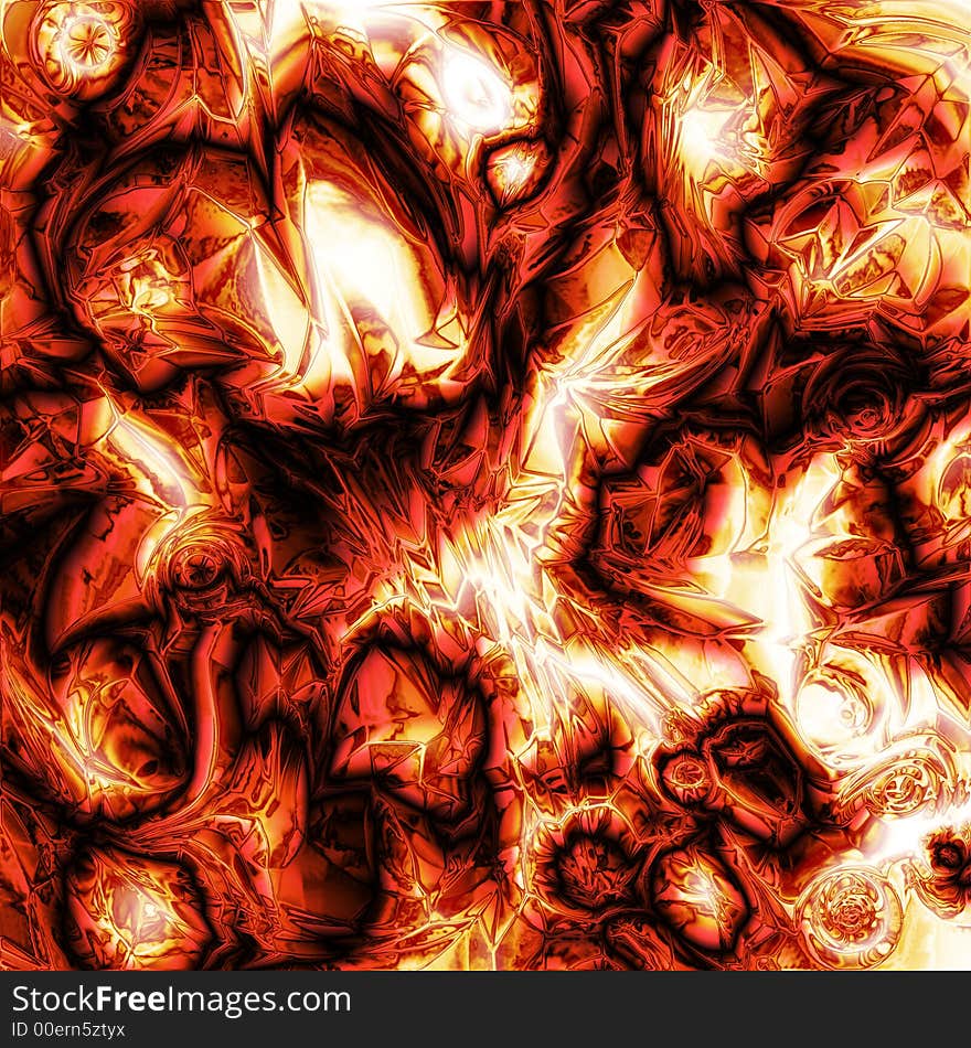 Computer generated fire swirls texture in red and yellow dominant colors