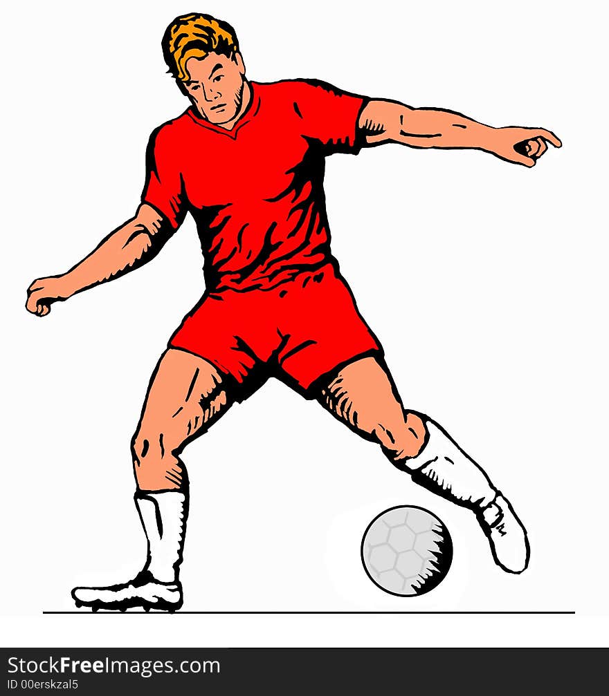 Illustration of a soccer player kicking the ball. Illustration of a soccer player kicking the ball